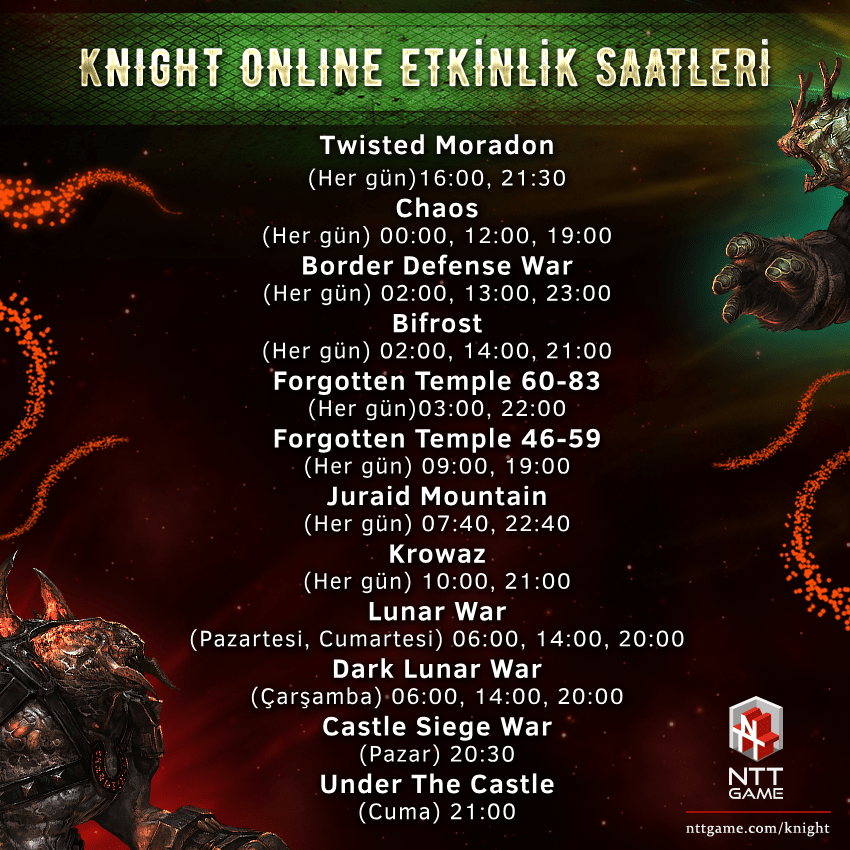 Knight Online Event ve Etkinlik Saatleri 