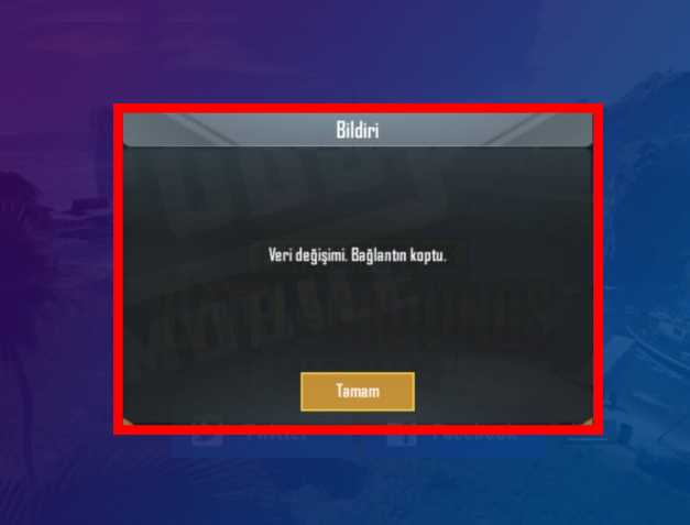 PUBG Mobile, Veri değişimi Bağlantın koptu hatası