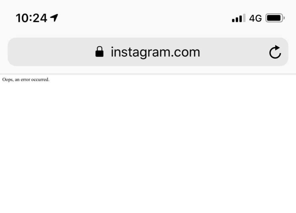 İnstagram oops an error occurred