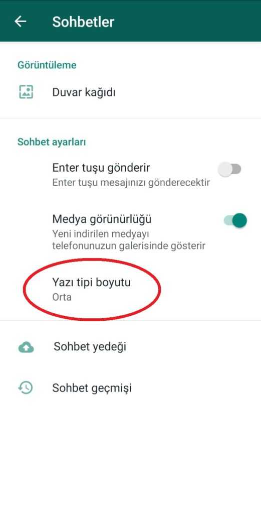 WhatsApp Yazı Boyutu Büyütme ve Küçültme Adım 4