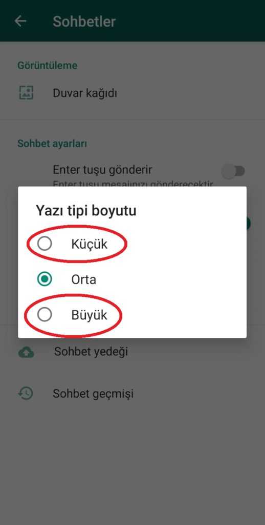 WhatsApp Yazı Boyutu Büyütme ve Küçültme Adım 5