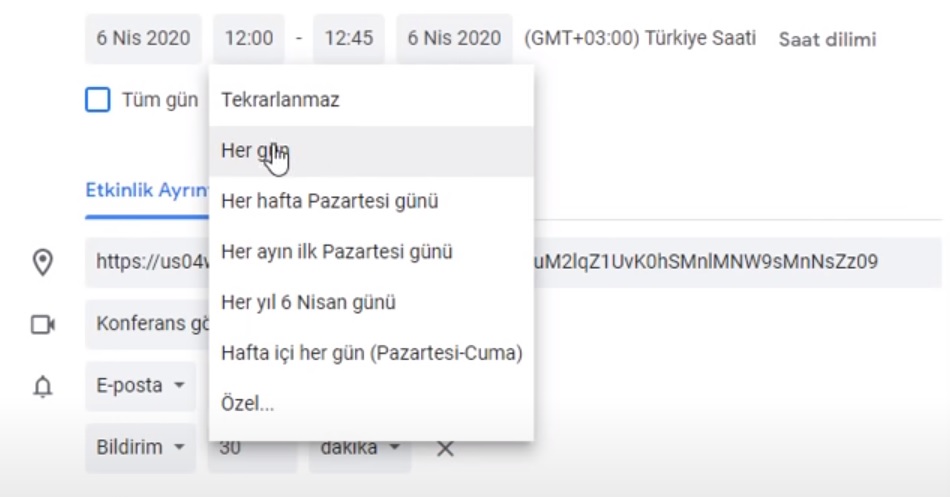 Zoom Sabit Link Oluşturma