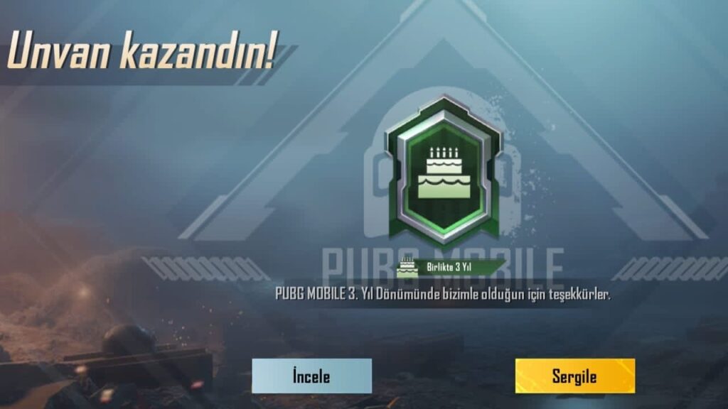 PUBG Mobile Birlikte 3. Yıl Ünvanı