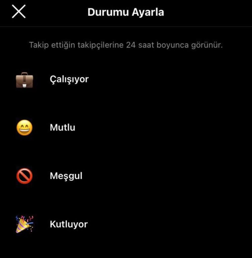 İnstagram Durum Ayarlama